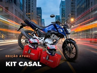 Kit Casal: Honda Fan 0km azul com dois capacetes